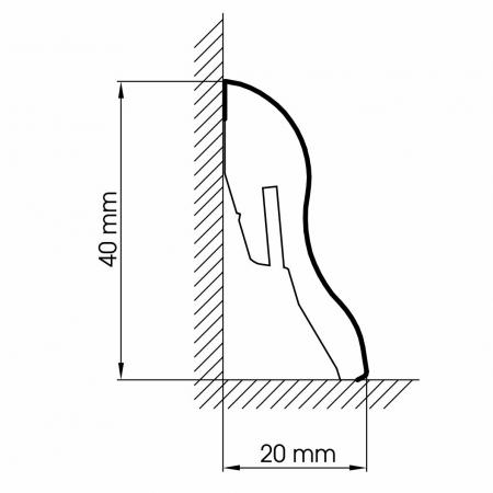 Pinie Silbergrau - Sockelleiste 40mm Classic