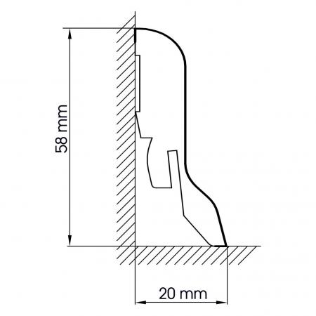 Eiche Rustikal - Sockelleiste 58mm Classic