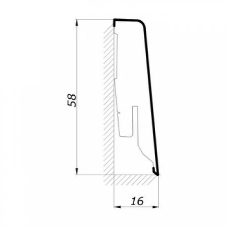 Sockelleiste 58mm Cube K58C | Silber