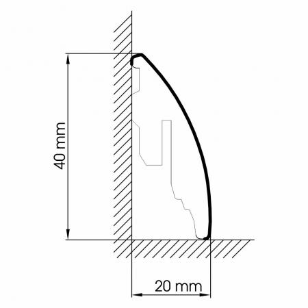 Schwarz - Sockelleiste 40mm Softline