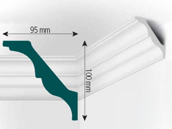 Stuckleiste | Zierprofil | Mod. G1 | 95 x 100 mm | 2,0m Länge