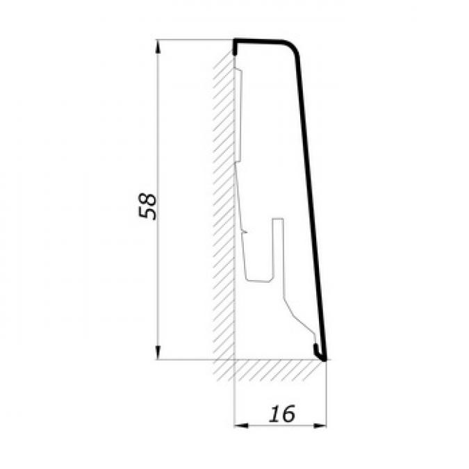 Sockelleiste 58mm Cube K58C | Eiche Grau